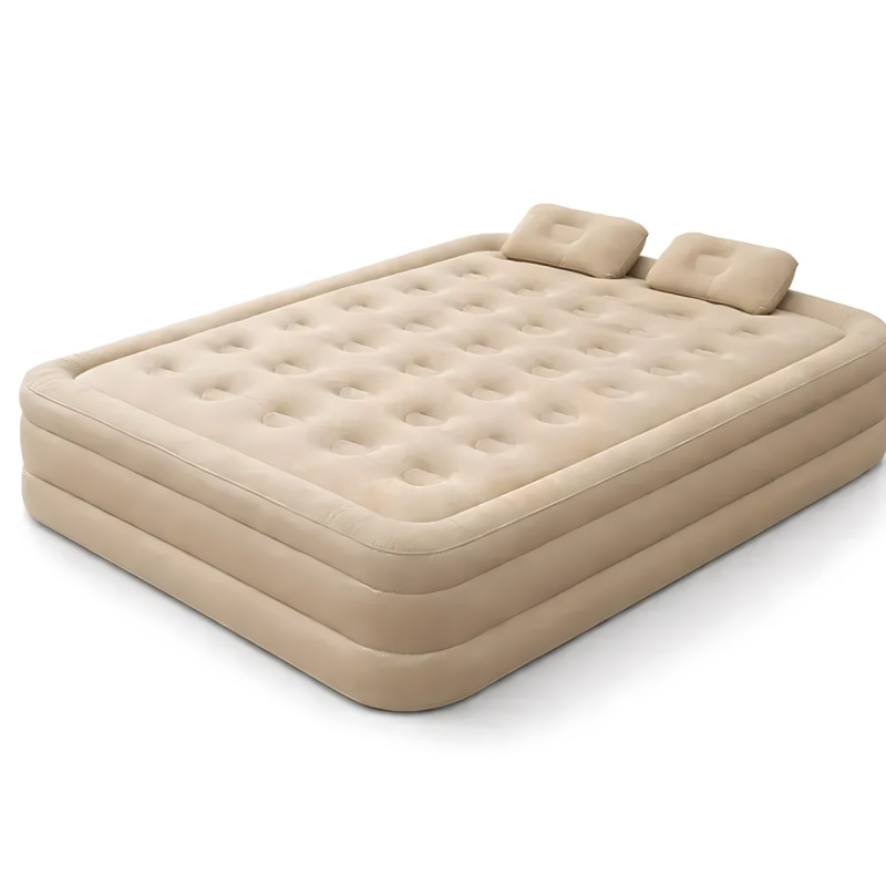 Надувная двуспальная кровать 200&times;150&times;40 см с встроенным электронасосом 220В, комплект 2 подушки, поверхность флок, до 250 кг фото - 3