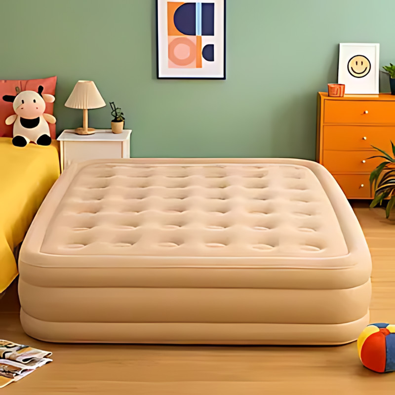 Надувная двуспальная кровать 200&times;150&times;40 см с встроенным электронасосом 220В, комплект 2 подушки, поверхность флок, до 250 кг фото - 6