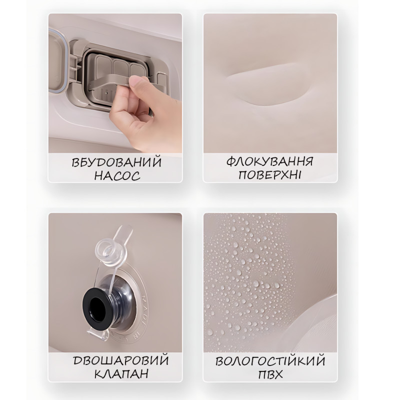 Надувная двуспальная кровать 200&times;150&times;40 см с встроенным электронасосом 220В, комплект 2 подушки, поверхность флок, до 250 кг фото - 4
