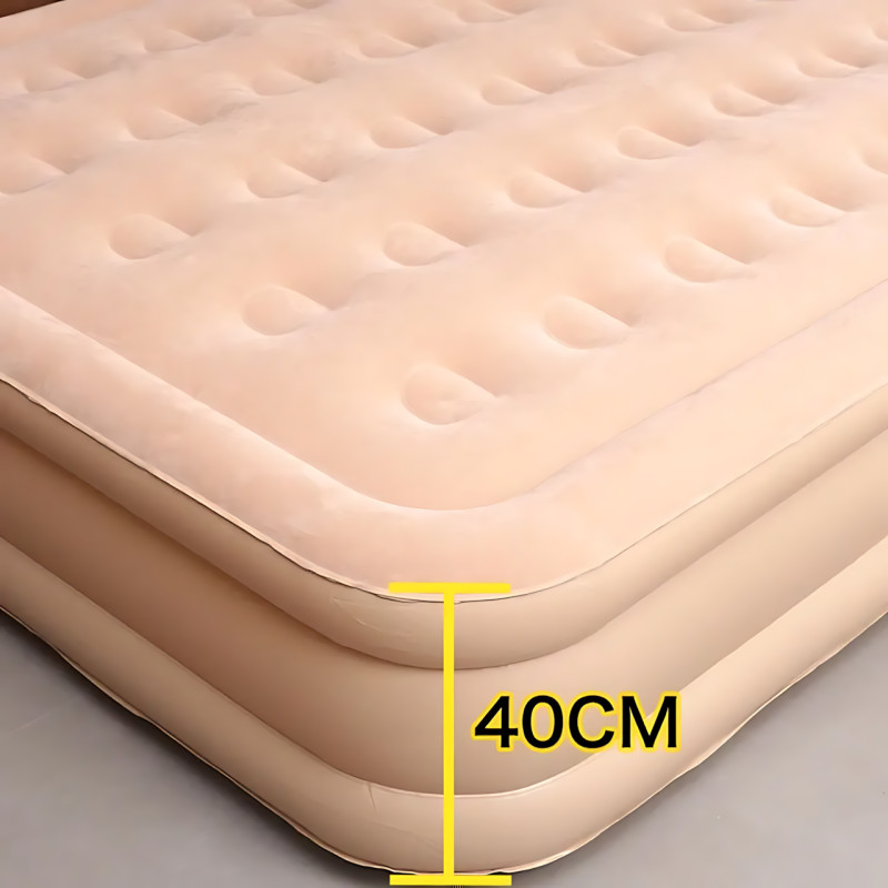 Надувная двуспальная кровать 200&times;150&times;40 см с встроенным электронасосом 220В, комплект 2 подушки, поверхность флок, до 250 кг фото - 7