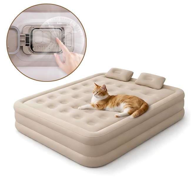 Надувная двуспальная кровать 200&times;150&times;40 см с встроенным электронасосом 220В, комплект 2 подушки, поверхность флок, до 250 кг