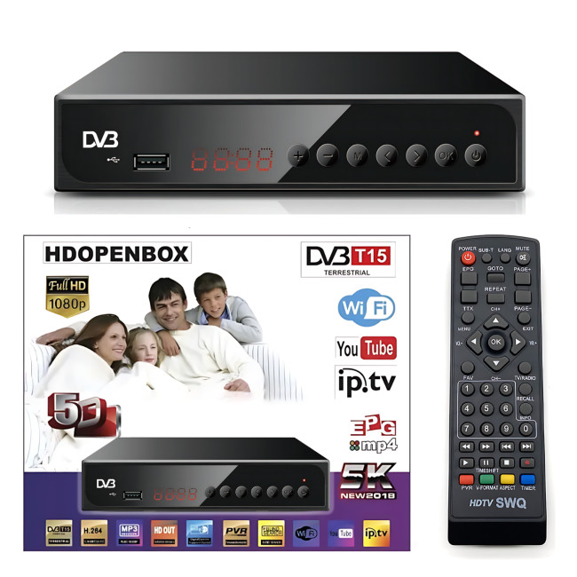 Цифрова приставка DVB-T2 T15 в металевому корпусі з Wi-Fi, дисплеєм, підтримкою Full HD 1080p, Dolby AC3