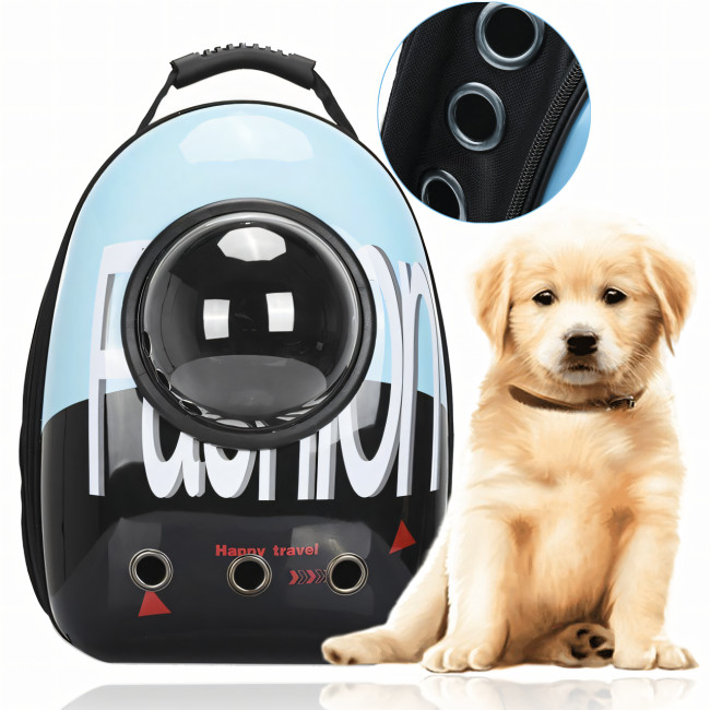 CosmoPet переноска-рюкзак з ілюмінатором та вентиляцією, переноска з віконцем 42х33х25 см, чорно-блакитний
