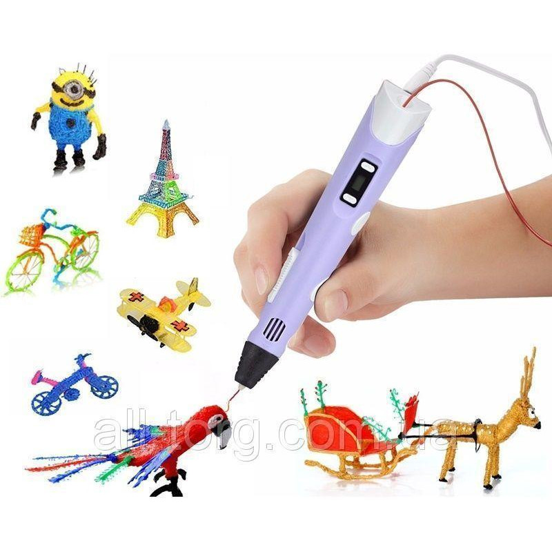 Детская 3D ручка 3D PEN 2 MYRIWELL, керамический носик, экран, 10м пластика, разные цвета фото - 2
