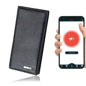 Умный GPS кошелек SmartLB, с Bluetooth, кожаный, прямоугольный