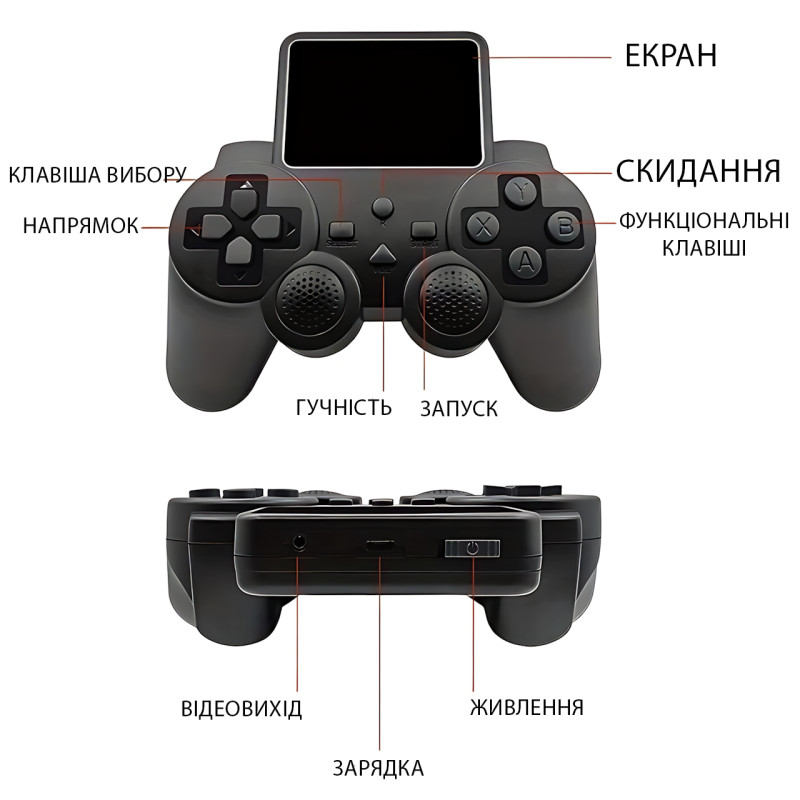 Портативна ігрова консоль Lanxinda S10, джойстик-приставка з екраном 2.4'', 520 вбудованих ігор, режим на 2 гравців, 1020 мА·год фото - 7