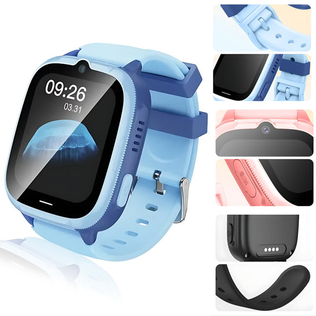 Детские смарт-часы HOCO Y106 4G LTE с видеозвонком, GPS/LBS/Wi-Fi, камерой 2 Мп, Nano-SIM, экран 1.83&Prime;, IPX7, SeTracker2 Голубой