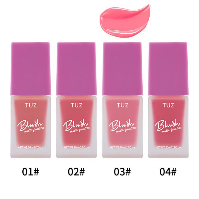 Кремовый мультитаскер TUZ Liquid Blush Brightens, с матовым финишем, водонепроницаемый, 20 мл, 4 оттенка