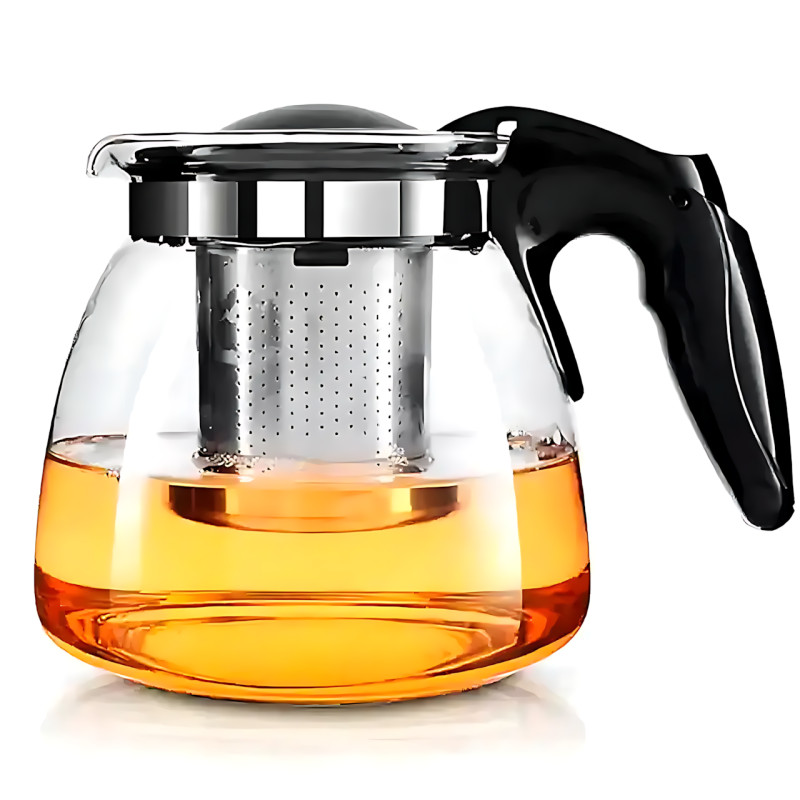 Электрический чайник с заварником 2в1 SMURFETT ST-2233 2,3л + 1л, 2000W, база 360&deg;, нержавеющая сталь + стекло, черный фото - 4