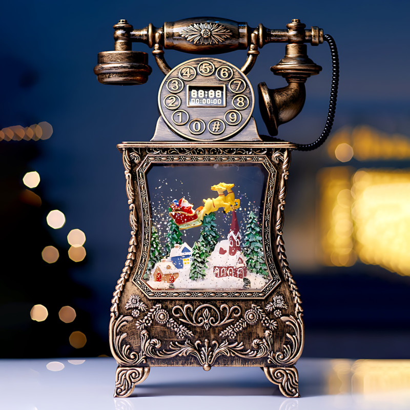 Праздничный музыкальный фонарь Nostalgic Phone 814, Санта-Клаус в старинном телефоне, LED подсветка, эффект снега, музыка, USB+AAA фото - 2 Праздничный музыкальный фонарь Nostalgic Phone 814, Санта-Клаус в старинном телефоне, LED подсветка, эффект снега, музыка, USB+AAA фото - 2