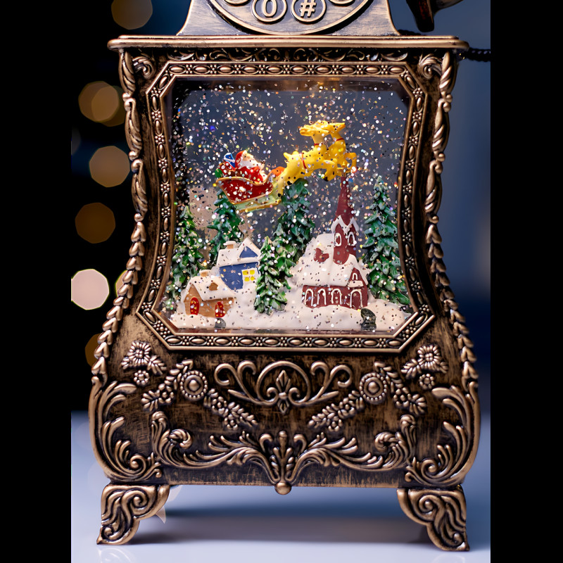 Праздничный музыкальный фонарь Nostalgic Phone 814, Санта-Клаус в старинном телефоне, LED подсветка, эффект снега, музыка, USB+AAA фото - 5 Праздничный музыкальный фонарь Nostalgic Phone 814, Санта-Клаус в старинном телефоне, LED подсветка, эффект снега, музыка, USB+AAA фото - 5