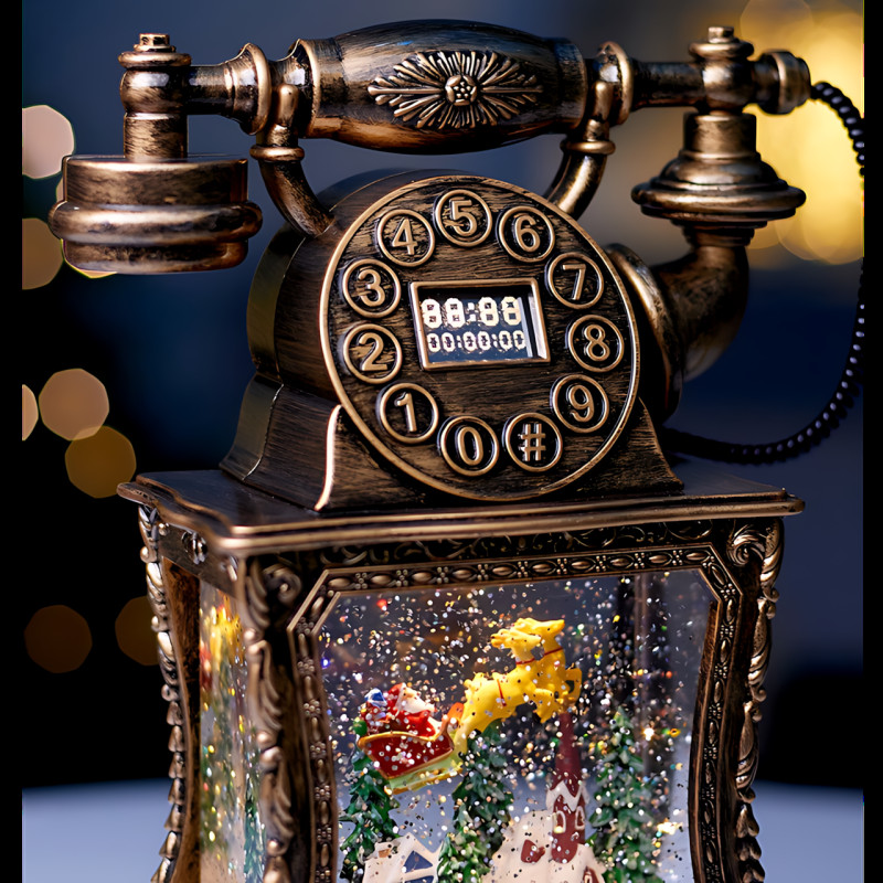 Праздничный музыкальный фонарь Nostalgic Phone 814, Санта-Клаус в старинном телефоне, LED подсветка, эффект снега, музыка, USB+AAA фото - 4 Праздничный музыкальный фонарь Nostalgic Phone 814, Санта-Клаус в старинном телефоне, LED подсветка, эффект снега, музыка, USB+AAA фото - 4