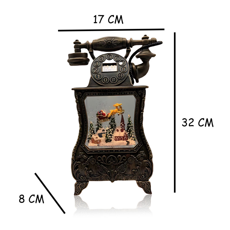 Праздничный музыкальный фонарь Nostalgic Phone 814, Санта-Клаус в старинном телефоне, LED подсветка, эффект снега, музыка, USB+AAA фото - 9 Праздничный музыкальный фонарь Nostalgic Phone 814, Санта-Клаус в старинном телефоне, LED подсветка, эффект снега, музыка, USB+AAA фото - 9