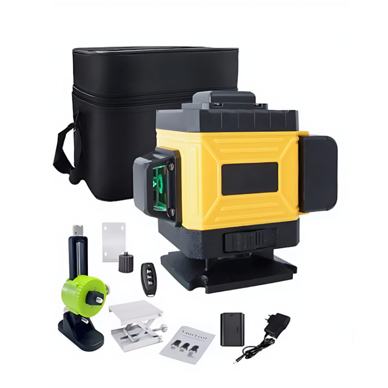 Лазерный уровень Laser Level 4D/16 линий, 2 АКБ, Аккумуляторный нивелир самовыравнивающийся, YELLOW фото - 10