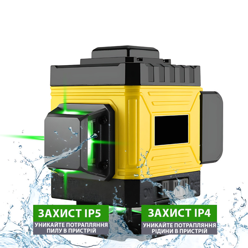 Лазерный уровень Laser Level 4D/16 линий, 2 АКБ, Аккумуляторный нивелир самовыравнивающийся, YELLOW фото - 5