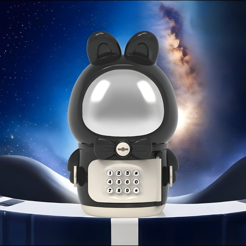 Детская электронная копилка-сейф Космонавт с кодовым замком Space piggy bank BLACK фото - 2
