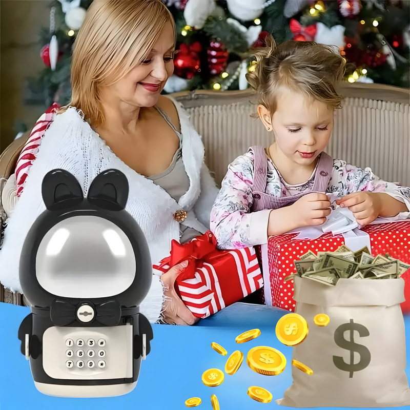 Детская электронная копилка-сейф Космонавт с кодовым замком Space piggy bank BLACK фото - 3