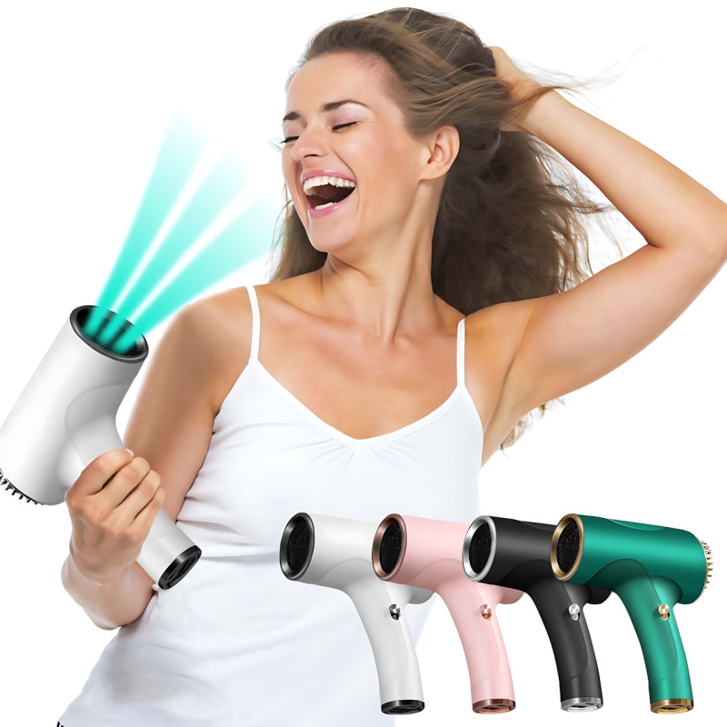 Бездротовий фен для волосся Portable Hair Dryer, 2600 mAh, 500 Вт, з гарячим і холодним обдувом та іонізацією Білий фото - 9