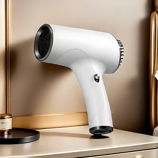 Бездротовий фен для волосся Portable Hair Dryer, 2600 mAh, 500 Вт, з гарячим і холодним обдувом та іонізацією Білий