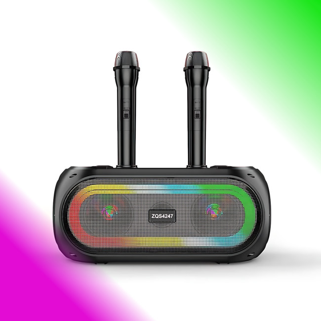 Портативная акустическая Bluetooth колонка ZQS4247 с радиомикрофонами и TWS