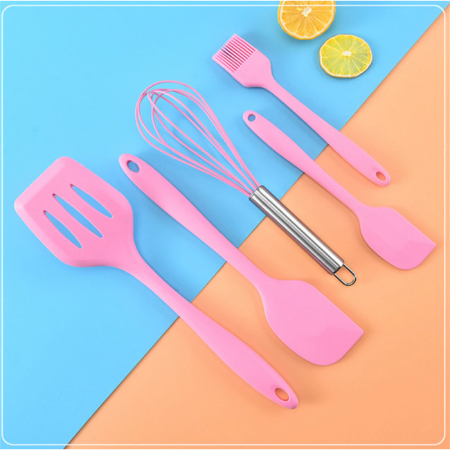 Набор из 5 предметов для кухни USA EASY Kitchen silicone set, силиконовые лопатки Розовый