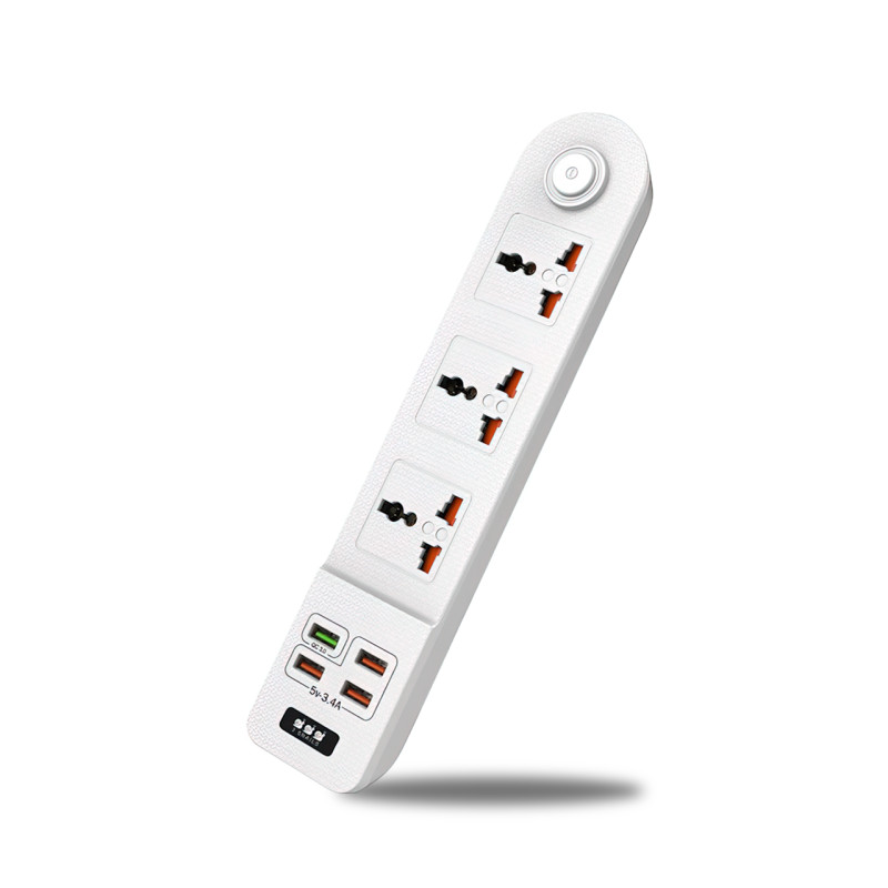 Мережевий фільтр-подовжувач BKL02-3 на 3 вилки, 4 USB, 2500 Вт, EU фото - 3