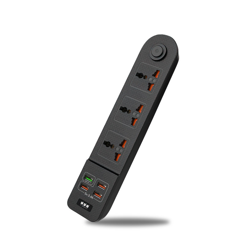 Мережевий фільтр-подовжувач BKL02-3 на 3 вилки, 4 USB, 2500 Вт, EU фото - 4