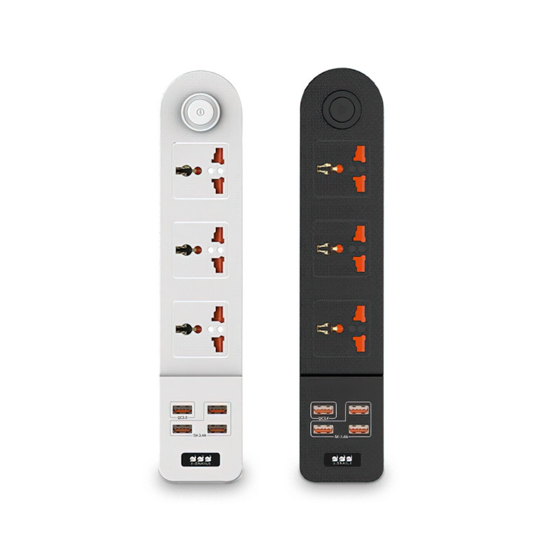 Мережевий фільтр-подовжувач BKL02-3 на 3 вилки, 4 USB, 2500 Вт, EU фото - 2