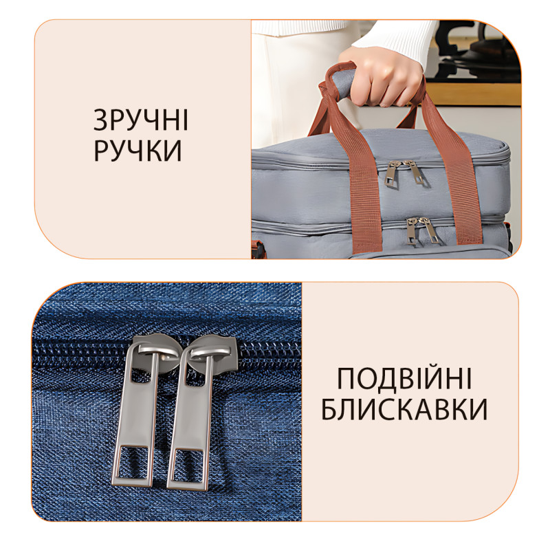 Сумка-холодильник TMBOX-01 — термосумка 15 л, термоізоляція, для їжі, напоїв, доставки, 26×25×18 см, чорний фото - 7