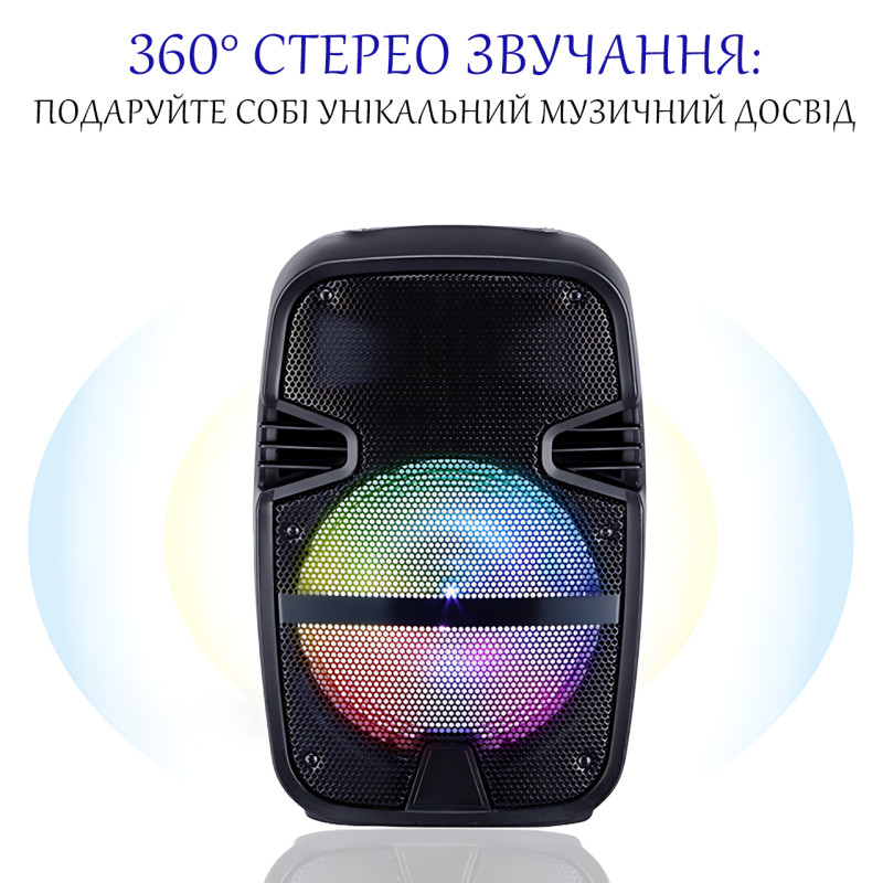 Портативна колонка Tekno altavoces 6.5" з мікрофоном і RGB-світиною, акумуляторний Bluetooth динамік фото - 8