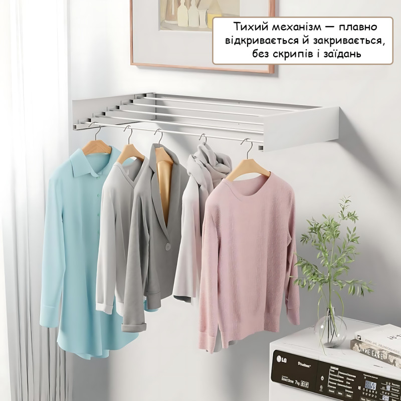 Настенная сушилка для белья TM-Y100, 100x50 см, до 100 кг, вешалка-сушилка для одежды, сушка для вещей фото - 7