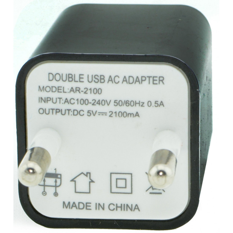 Адаптер питания 2 USB 2,1A / 1А CUBE Pro, Черный фото - 3