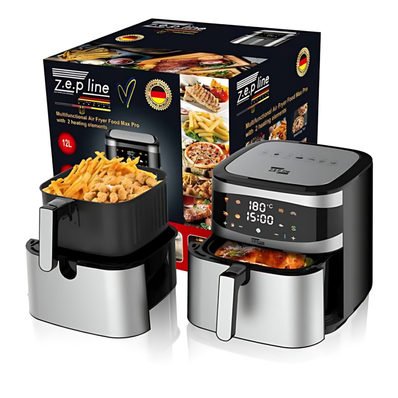 Фритюрница аэрофритюрница Zepline ZP-216, 12 л, 4200 Вт, 2 ТЭНа, сенсорное управление, антипригарная, сталь фото - 2