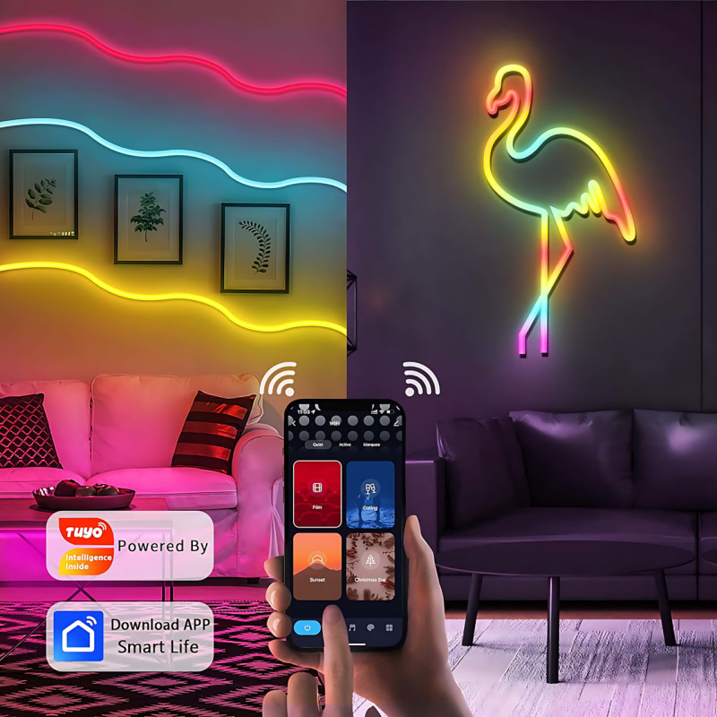 Гибкий неоновый шланг SFK-11, настенная usb LED лента 5м, с поддержкой APP Bluetooth фото - 8