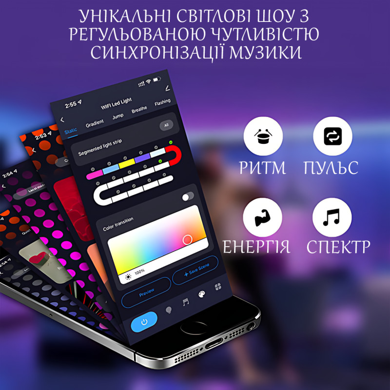 Гибкий неоновый шланг SFK-11, настенная usb LED лента 5м, с поддержкой APP Bluetooth фото - 4