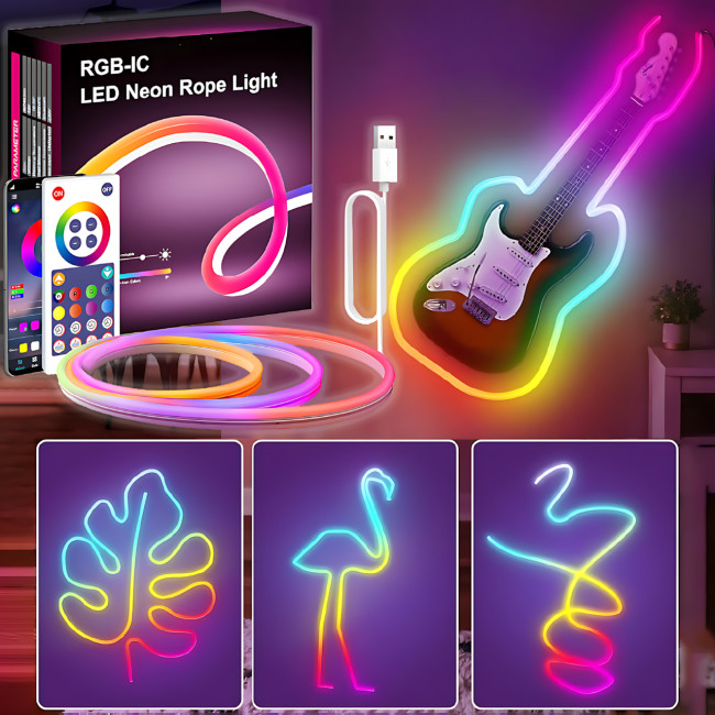 Гибкий неоновый шланг SFK-11, настенная usb LED лента 5м, с поддержкой APP Bluetooth