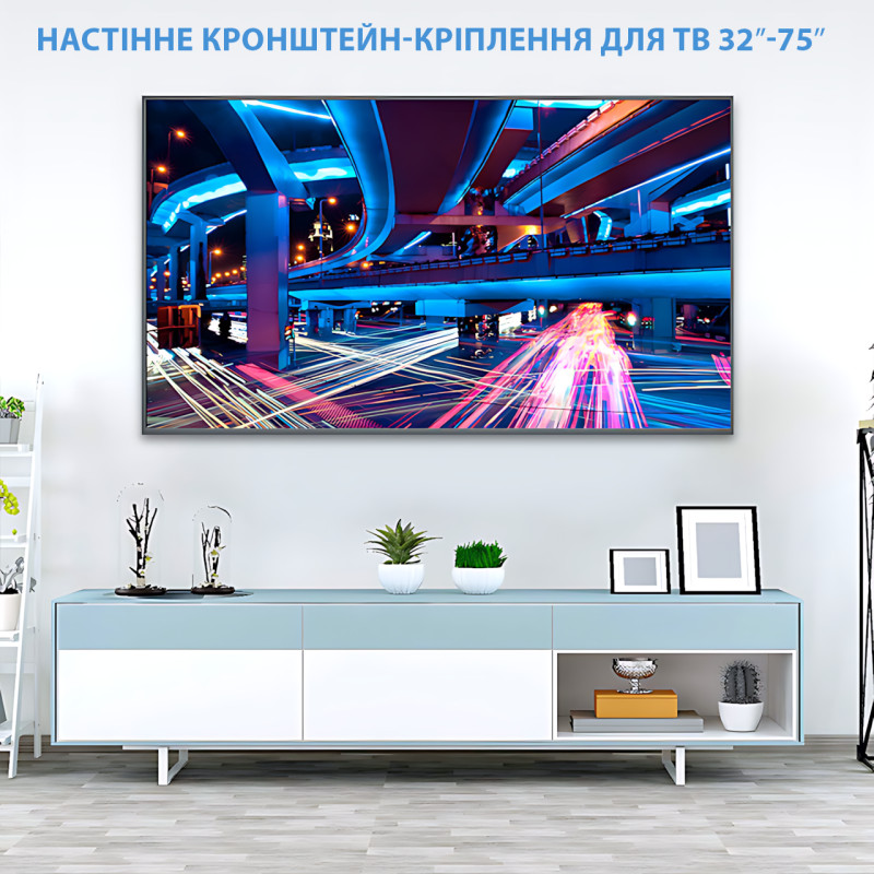 Настенное кронштейн-крепление для ТВ 32″-75″ SH-65T, наклонное, VESA 600×400 мм, до 60 кг, -15°/+15° фото - 6