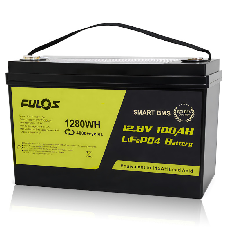 Аккумулятор LiFePO4 FULOS 12.8V 100Ah (1280Wh) Smart BMS, 4000+ циклов, заряд 14.6V, ток разряда 80A фото - 5