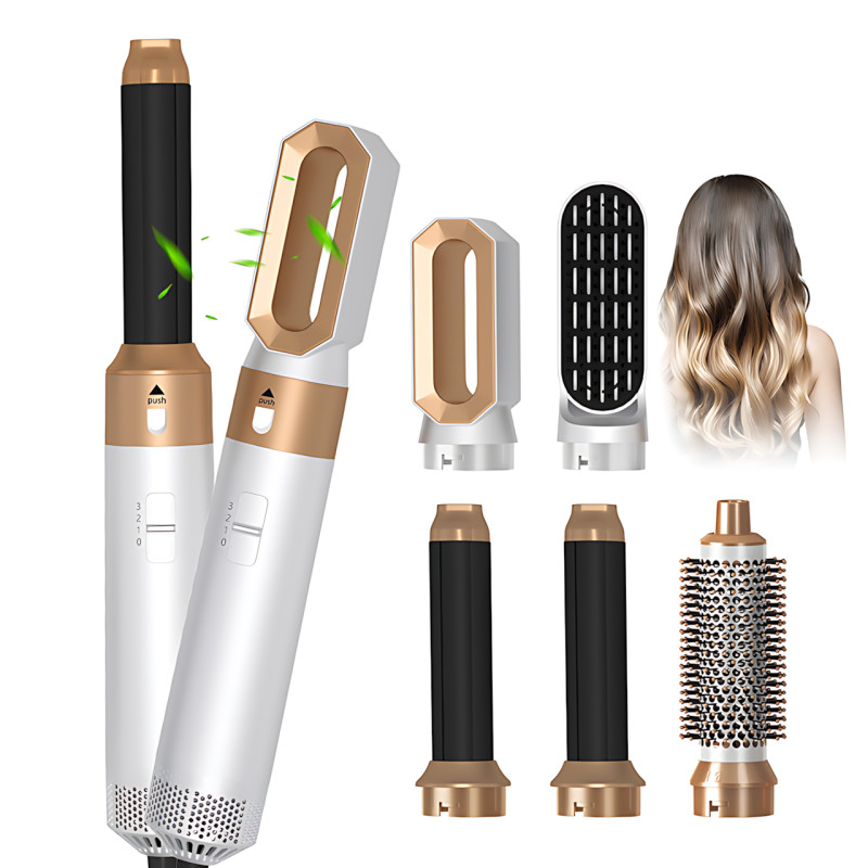 Фен-щетка мультистайлер Hot Air Styler 5 в 1 с ионизацией, 5 насадок, 3 температурных режима, 1000 Вт, кейс для хранения и поездок Белый фото - 5