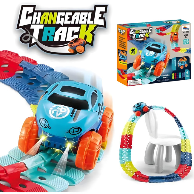 Игрушечная автомобильная гоночная трасса с машинкой Cheangeble Track на 46 деталей.