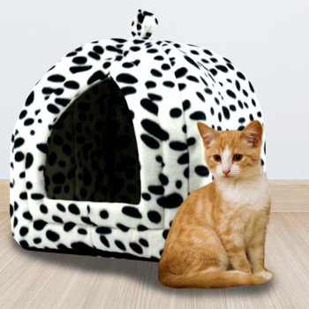 Мягкая флисовая лежанка-домик для кошек и собак универсальная складная Pet Hut Белый