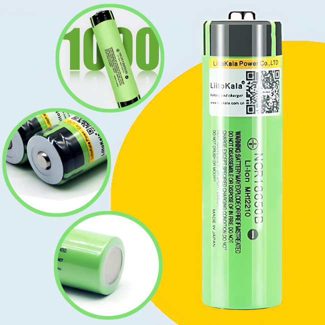 Акумулятор LitoKalo 18650 3400 мАг 3,7V, Li-Ion, перезаряджуваний, до 1000 циклів, 20A, захист від перевантаження