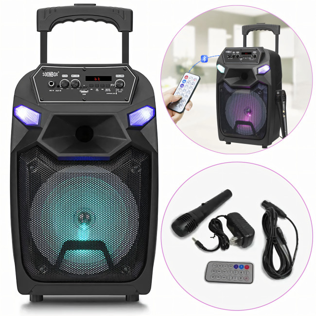 Портативна колонка Kimiso QS-1203, Bluetooth-колонка 12inch з мікрофоном і світломузкою, TF-карта, USB, FM