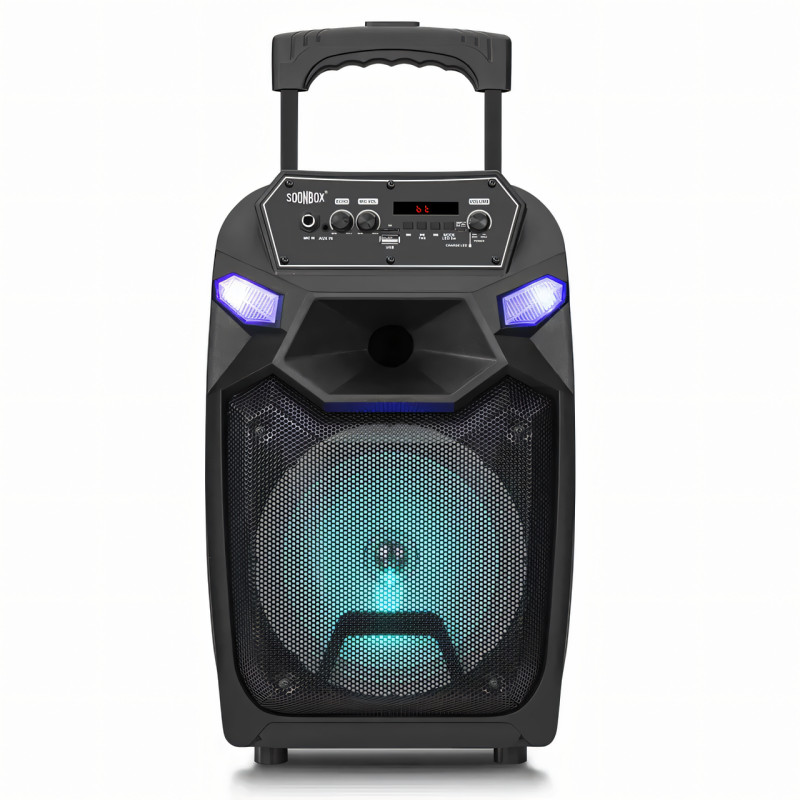Портативна колонка Kimiso QS-1203, Bluetooth-колонка 12inch з мікрофоном і світломузкою, TF-карта, USB, FM фото - 2