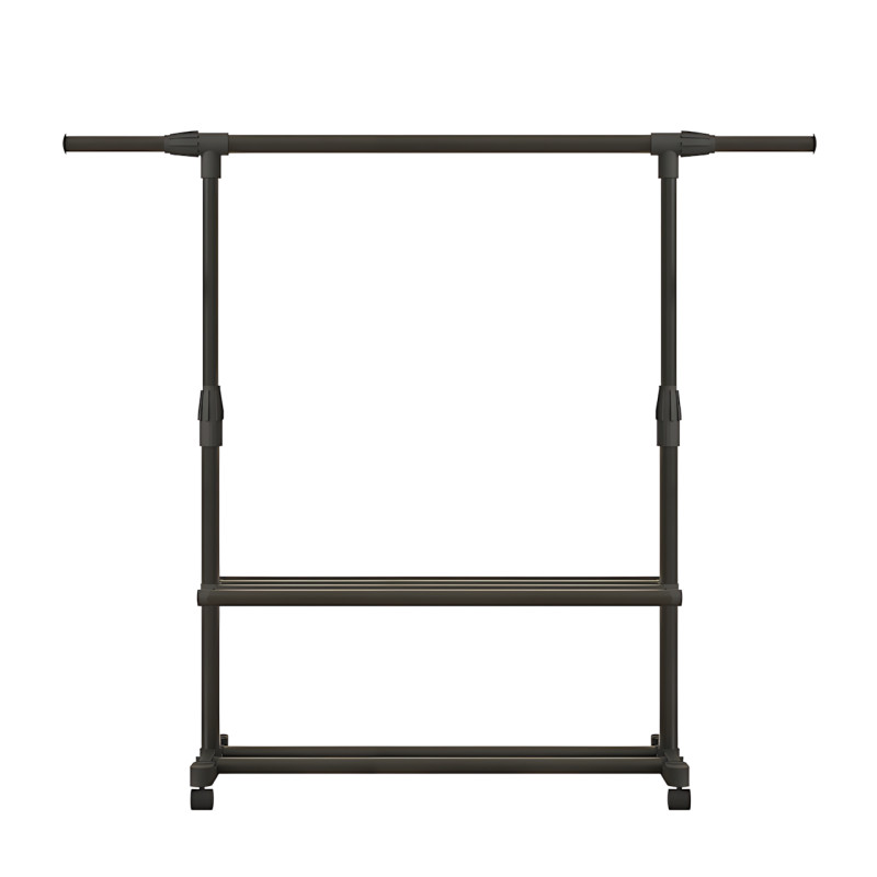 Вешалка-стойка для одежды, телескопическая Double Garment Rack на колесах с регулировкой высоты, 150х155 см фото - 2