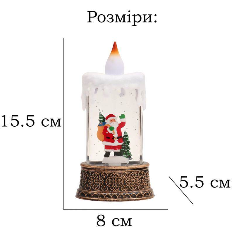 Праздничный музыкальный ночник-свеча AT-D10S, светильник фонарь с эффектом метели и подсветкой, работа от батареек, 15.5 х 8 см фото - 36