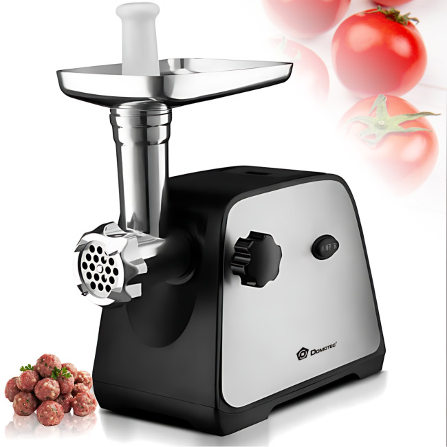 М'ясорубка Domotec MS-2026 (4500 Вт, реверс, соковичавниця для томатів, насадки для ковбас і кебе, 3 решітки, метал/пластик)