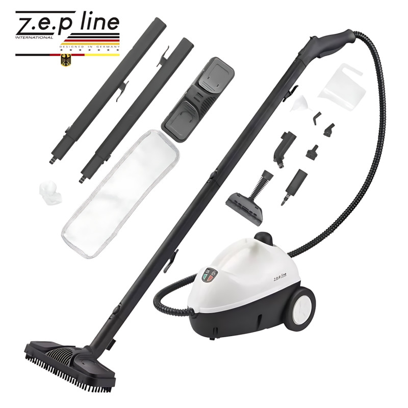 Пароочиститель Zepline ZP-00223 3000 Вт с баком 1,2 л, 4 бар, с набором насадок для очищения без химии Белый фото - 2