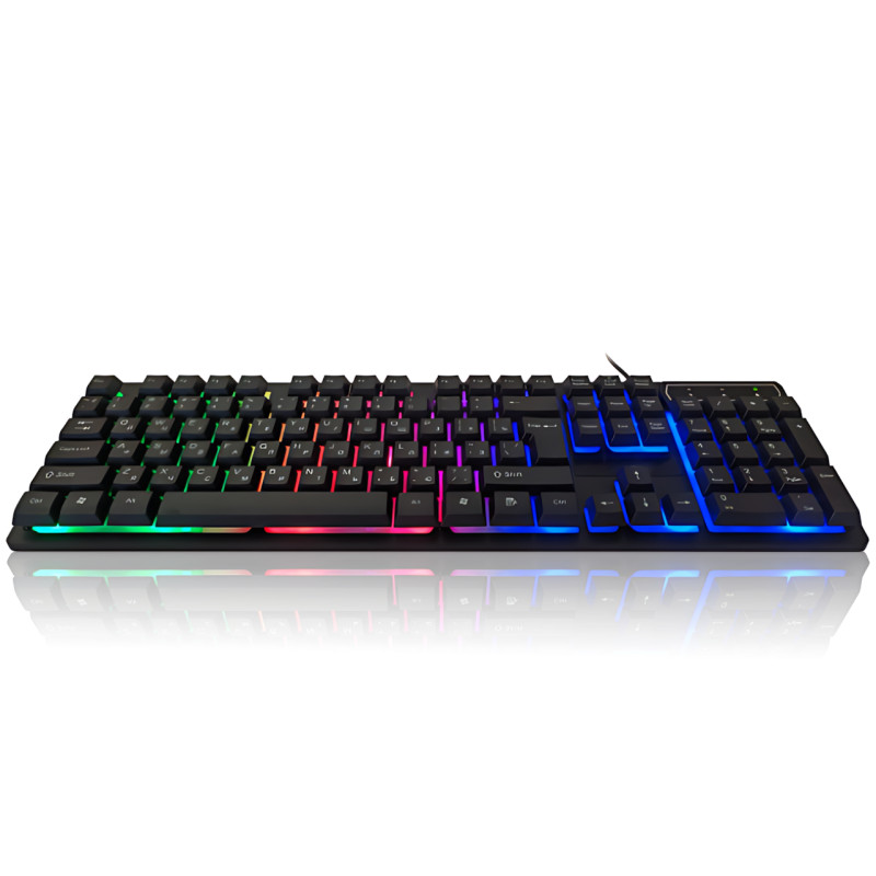 Клавиатура проводная профессиональная KR 6300 с подсветкой, USB, украинская + английская раскладка, 104 клавиши, усиленный кабель фото - 5