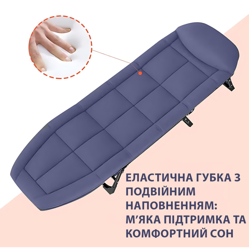 Раскладной туристический шезлонг 200×66×30 см – металлический каркас, до 120 кг, регулируемая спинка и ножки фото - 4